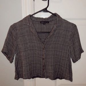button down crop top (pacsun)